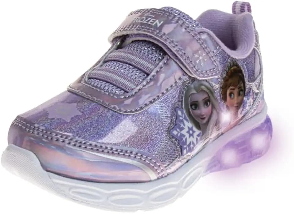 Disney Girls' Frozen Sneakers - Laceless Light-Up Running Shoes (Toddler/Little Girl)