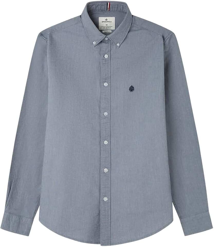 Springfield Herren Original Oxford with Tree Embroidery. 100% Bci Cotton Besticktes Hemd (1er Pack)