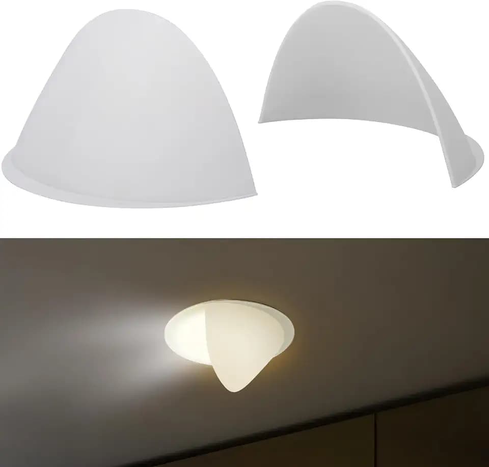4-Pack Stick-On Half Shades for Recessed Ceiling Lights – Glare Blocker & Light Diffuser Covers, Easy Installation, White
