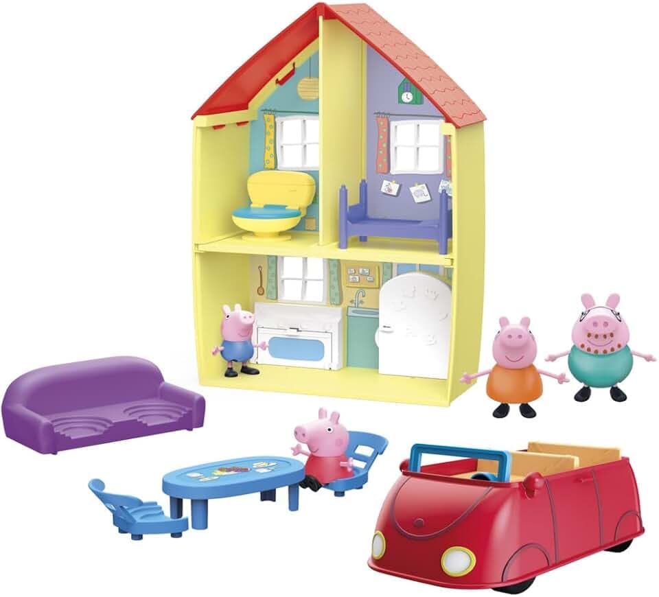 Peppa Pig Toys Peppa's Family Home Combo, House Playset with 4 Figures and Car, Preschool Toys for 3 Year Old Girls and Boys and Up (Amazon Exclusive)