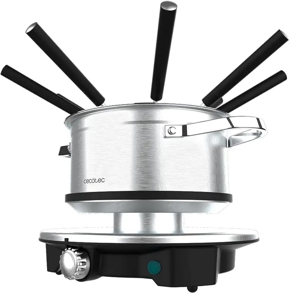 Cecotec Elektrisches Fondue für 8 Personen Fun Gourmetfondue Advance. 1500W, 1,7L Kapazität, für Käse, Schokolade und Öl, Design aus Edelstahl, Leistungsregelung, spülmaschinengeeignete Teile.