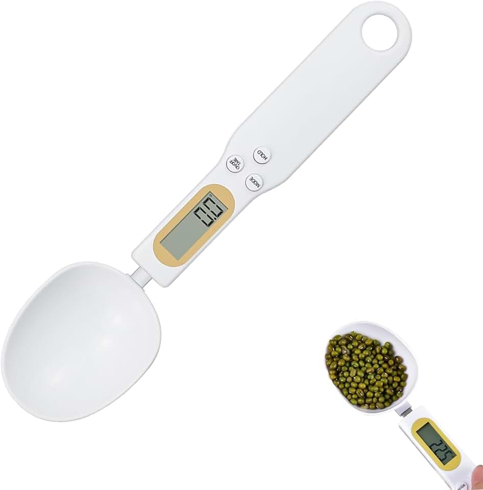 Löffelwaage Digitaler Messlöffel, Exakte Küchenwaage 500g / 0,1g Genauigkeit, mit LCD-Display und Tara-Funktion, Abnehmbarer Löffel, Messlöffel mit Waage Für Gewürze Pillen Pulver Backen