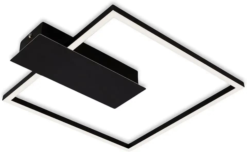 Briloner Leuchten - LED Deckenleuchte dimmbar in 3 Stufen, Memoryfunktion, warmweiße Lichtfarbe, LED Deckenlampe eckig, schwarz, 375x320 mm