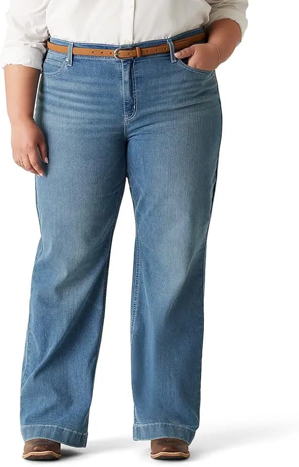 Levi Strauss Signature Gold Women's True Wide Leg Trouser with Pocket Flap Mid-Rise Stretch Denim (Available in Plus)