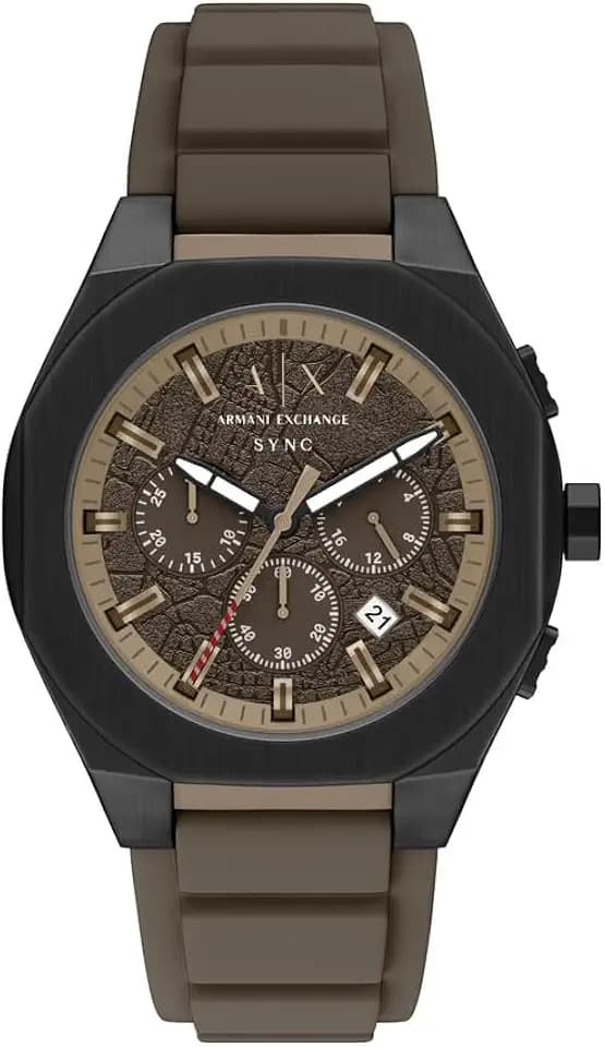 Armani Exchange Watch for Men, Quarz-Chronographenwerk und 44mm Gehäusegröße mit Silikonarmband