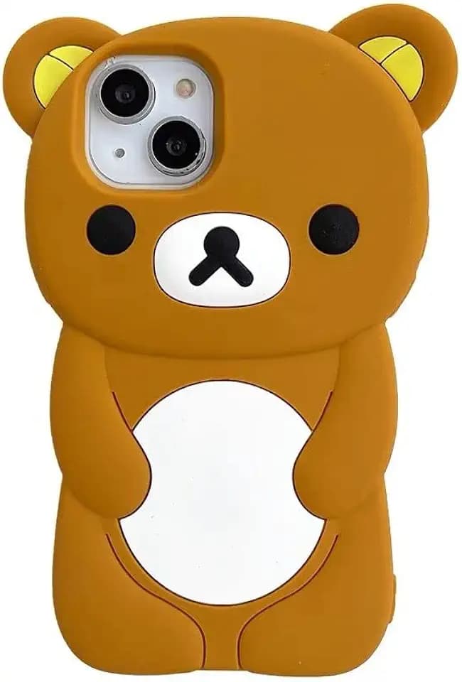 Ultra Thick Soft Silicone Bear Case for Apple iPhone 12 Pro Max Brown Color Teddy Animal 3D Cartoon Japanese Cute Lovely Adorable Kawaii Kids Girls Women