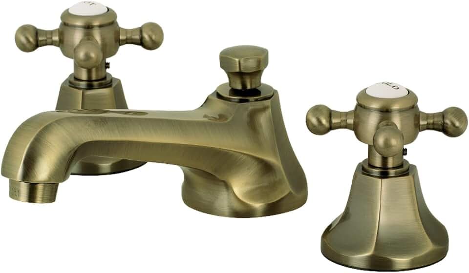 Kingston KS4463BX Widespread Bathroom Faucet, Antique Brass