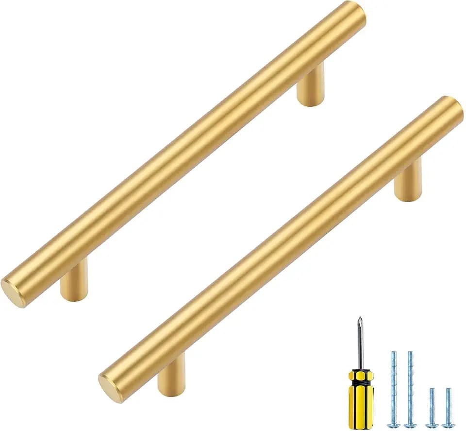Ravinte Brushed Brass Cabinet Handles, 15 Pack Drawer Pulls, 4 in