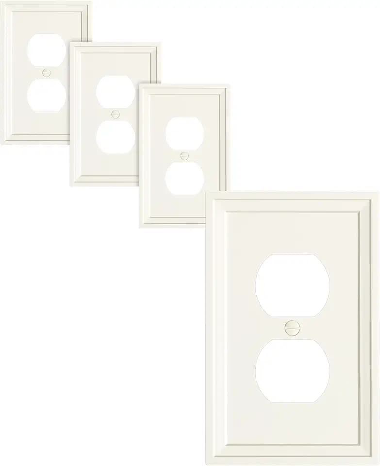 4-Pack Natural Bamboo Fiber Duplex Outlet Cover, Durable Switch Plate
