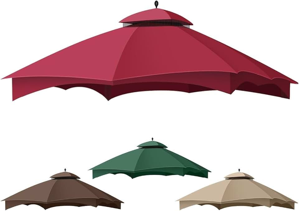 Flexzion Lowe's Allen Roth 10x12 Gazebo Replacement Canopy Top,Burgundy Red