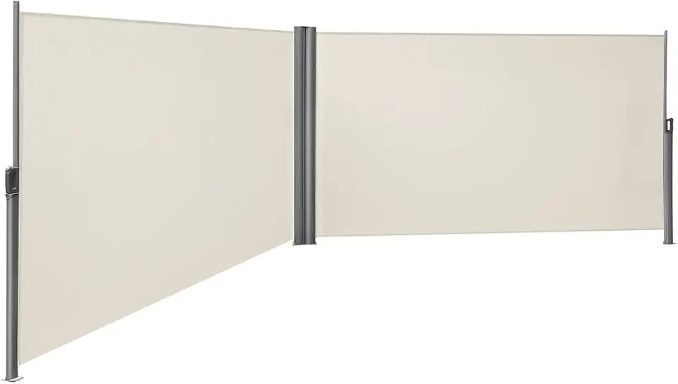 SONGMICS Doppelseitenmarkise, ausziehbar, 1,6 x 6 m (H x L), ausziehbare Seitenmarkise, Sichtschutz, Sonnenschutz, Seitenrollo, für Balkon, Terrasse und Garten, beige GSA320E