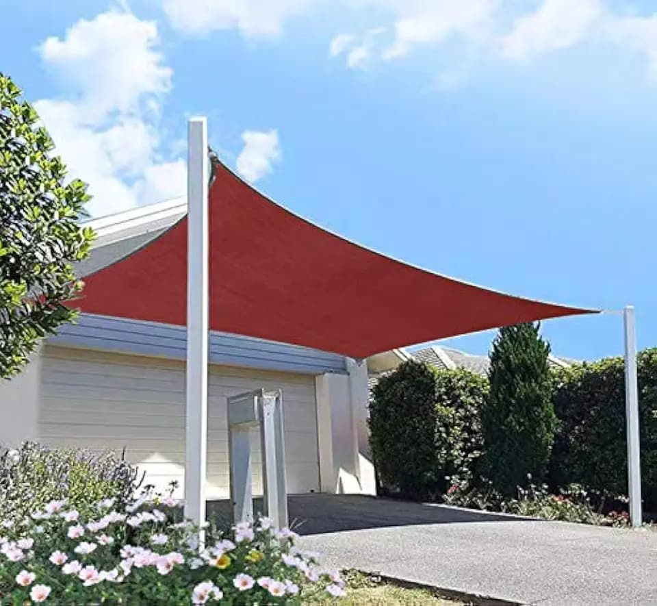 Patio Sun Shade Sail Canopy, 12' x 16' Rectangle Shade Cloth Block Sunshade Fabric - Outdoor Cover Awning Shelter for Pergola Backyard Garden Yard (Red Color)