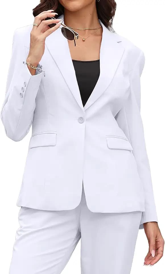 Women's 2 Piece Suit One Button Slim Fit Dressy Blazer Pants Suit Set
