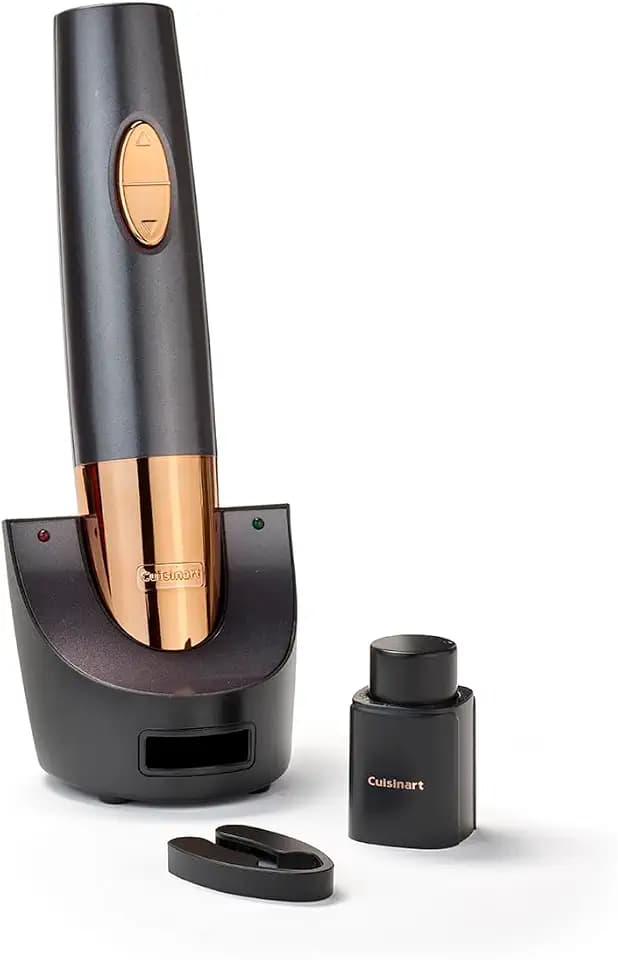 Cuisinart Wiederaufladbarer automatischer Weinöffner mit Vakuumversiegler | Flaschenöffner mit Korkenzieher | bis zu 80 Flaschen | Integrierter Folienschneider | Geschenk für Weinliebhaber | Schwarz