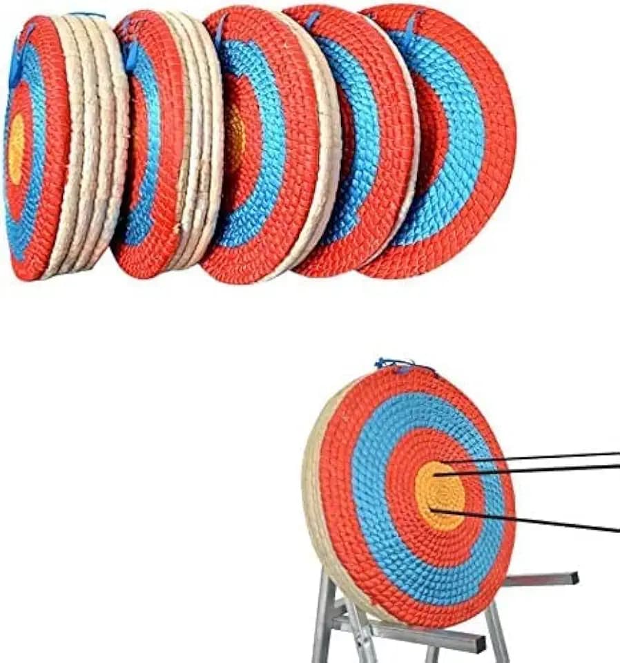 AMEYXGS 4-Ring Bullseye Archery Shooting Target Handmade Traditional Straw Target 1-5 Layer Solid Round for Outdoor Sports Hunting Shooting Practice