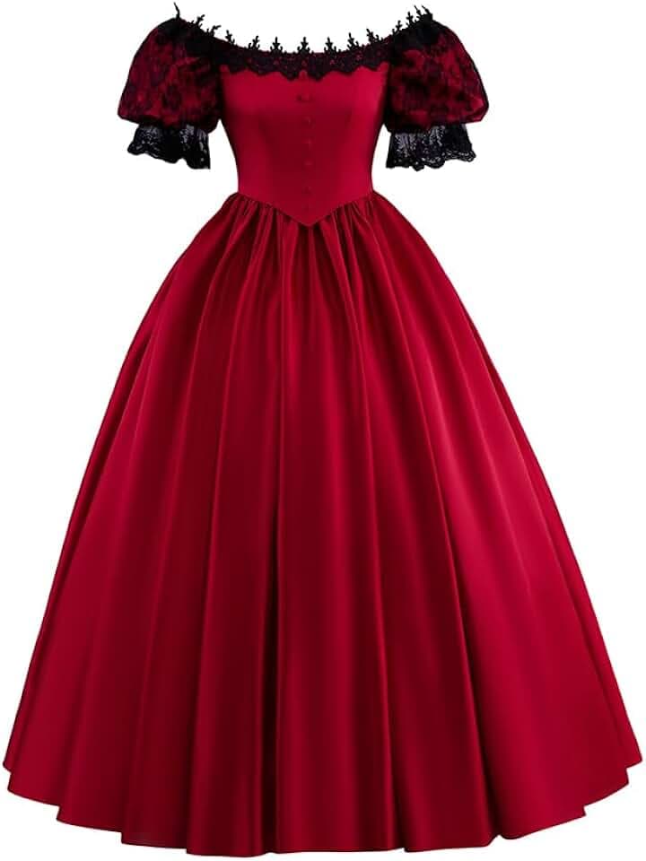 Women's Gothic Victorian Rococo Lace Dress Southern Belle Costume Civil War Colonial Ball Gown Dress