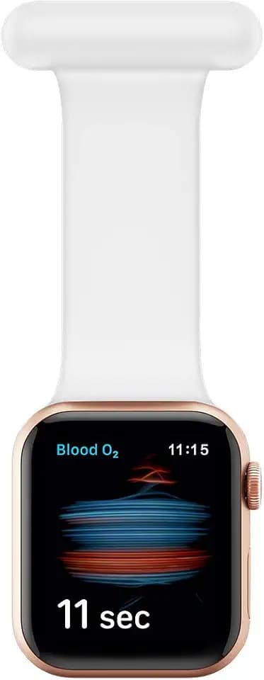 Ansteckuhr fob Kompatibel mit Apple Watch Armband 42mm 44mm, Silikonband mit Pin für Schwestern, Health Care Arbeite, für iWatch Series SE/6/5/4/3/2/1, Weiß