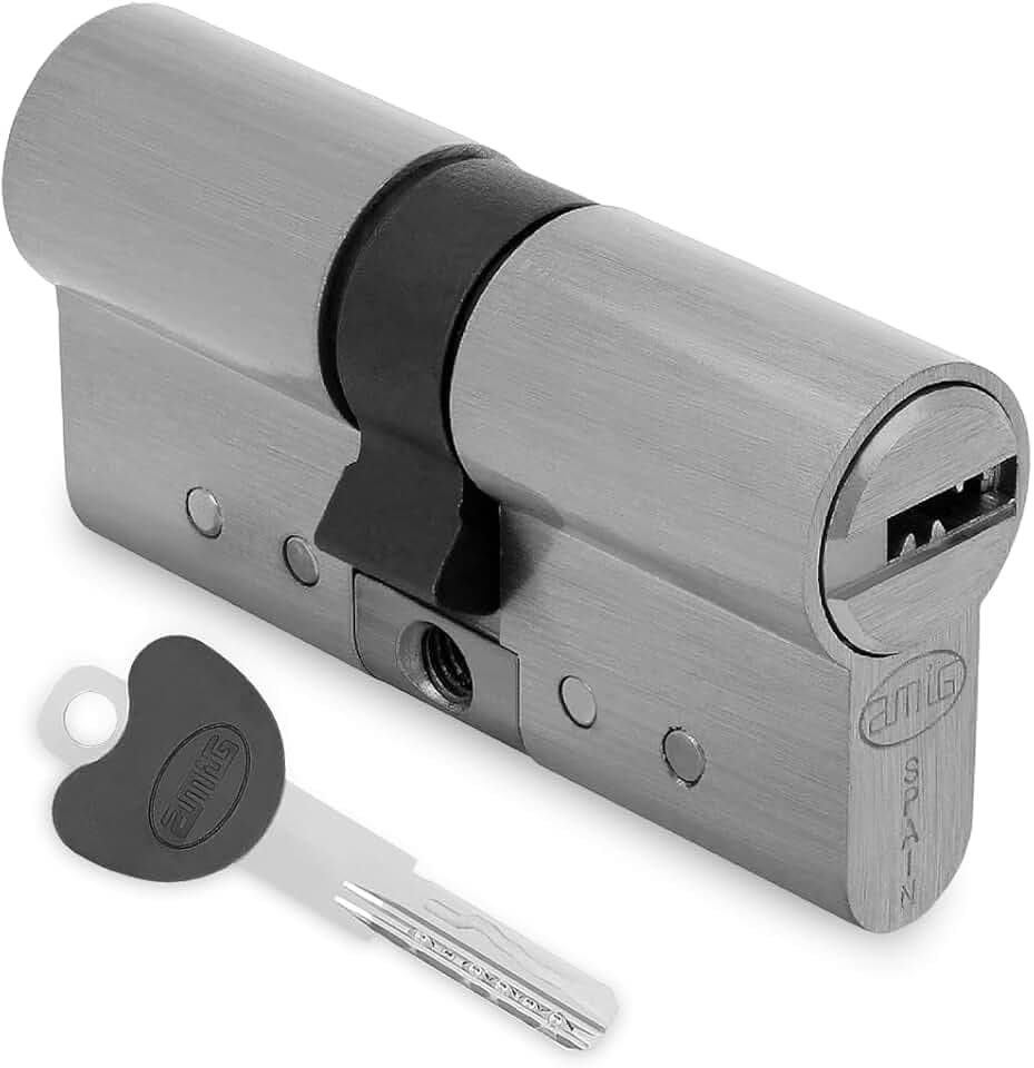 Amig - Profilzylinder 100 mm (50/50) mit 5 Schlüsseln & Code-Karte - Türzylinder aus Messing - Bohr- & Ziehschutz - Bump- & Picking-Schutz - Not- & Gefahrenfunktion - Chrom matt - Mod. 10.000