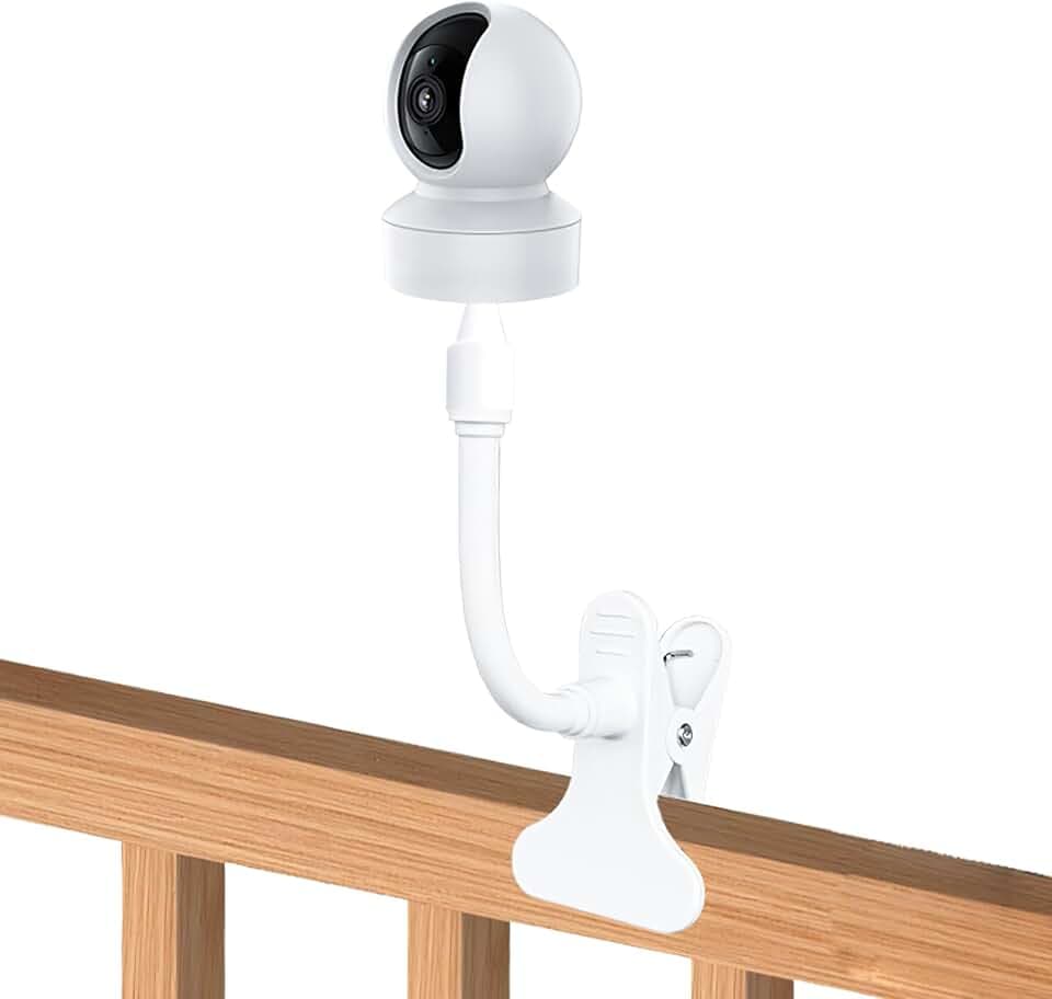 Baby Kamera Halterung, Babyphone Halterung Universal Monitor Halter Flexibel Clip Kamerahalterung mit 1/4" Schraube Security für SpaceView S/SpaceView Pro Babyfon Kinderzimmer Babybett (Weiß)