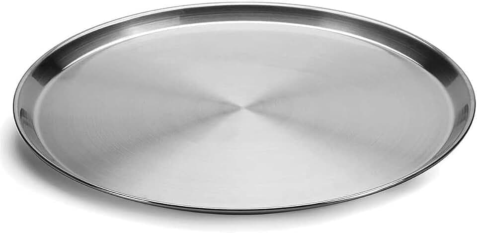DEL Space Home - Rundes Serviertablett aus Edelstahl 36 cm - Professionelles Tablett für Kaffee, Getränke, Partys, Bars, Restaurants und Zuhause - Essenstablett für Küchen, Kaffee und Getränke