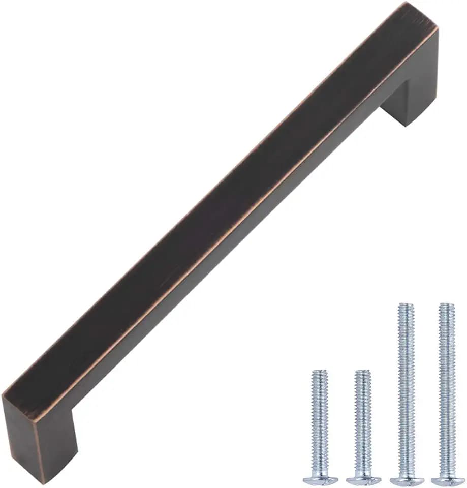 AmazonBasics Modern Square Pull, 3.34 Inch Length (3 Inch Hole Center), Oil Rubbed Bronze, 10-Pack