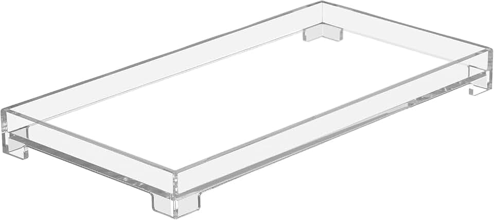 Vanity Bathroom Tray Acrylic Clear Rectangle Decorative Organizer, Large