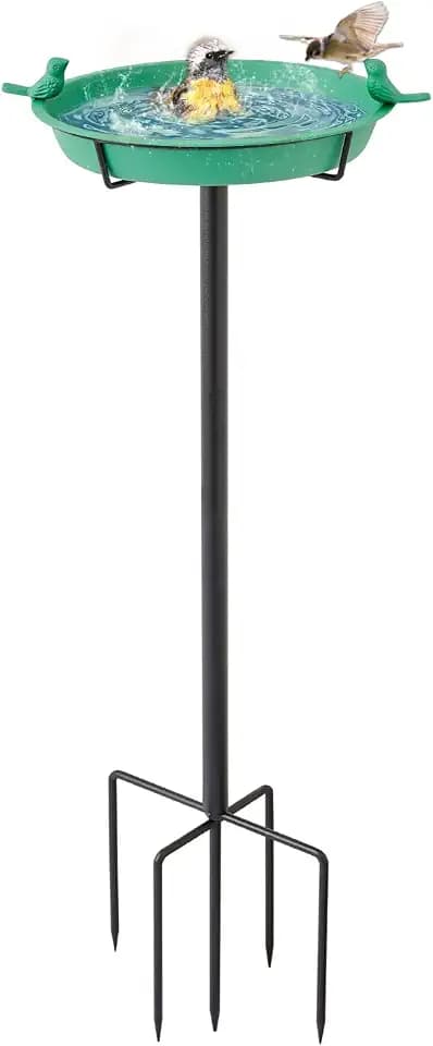 47.5 inches Metal Bird Baths for Outdoors, Birdbath & Birdfeeder with Metal Stake Garden Yard Lawn Decor