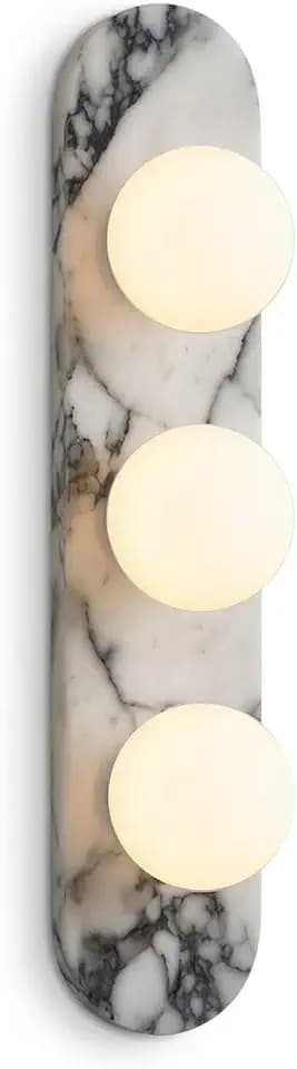 Natural Marble Wall Sconces, 3-Light Alabaster Light, Hardwired Wall Light Fixtures, Modern Wall Mount Wall Lights for Dining Room Stairs Bedroom