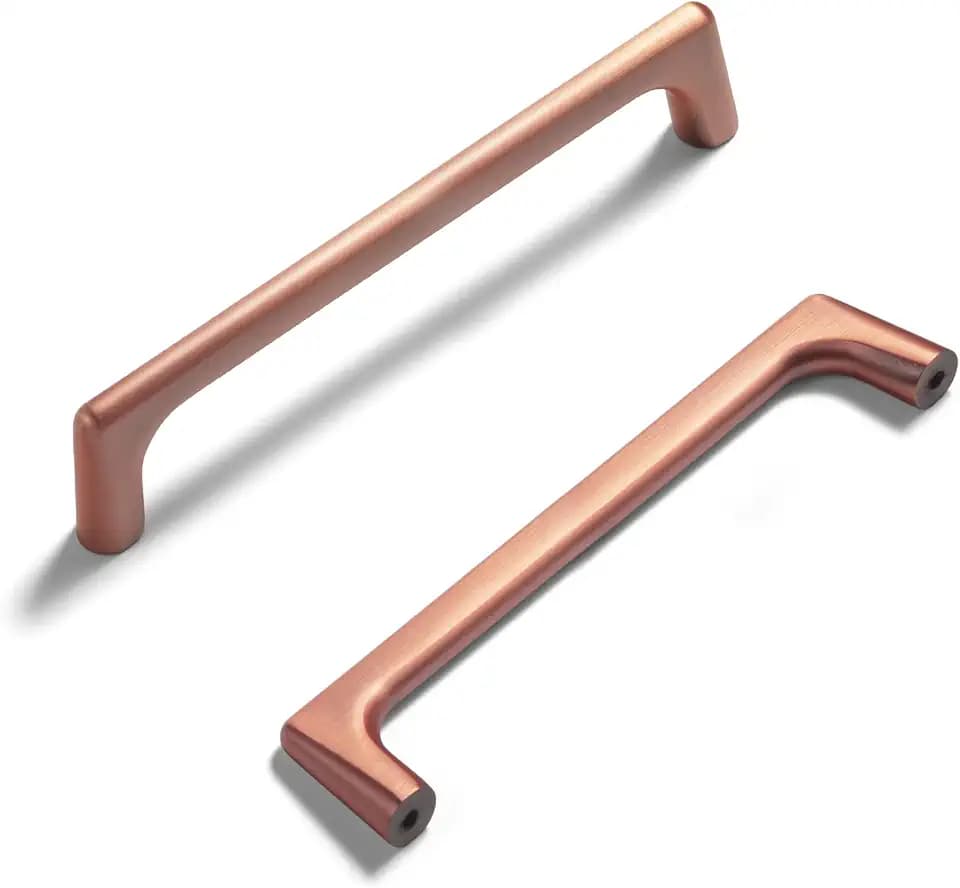 Goo-Ki Brushed Copper Cabinet Pulls with 5''Hole Centers, Modern Style Zinc Alloy Cabinet Handles for Dresser,Wardrobe,Cupboard- 12 Pack