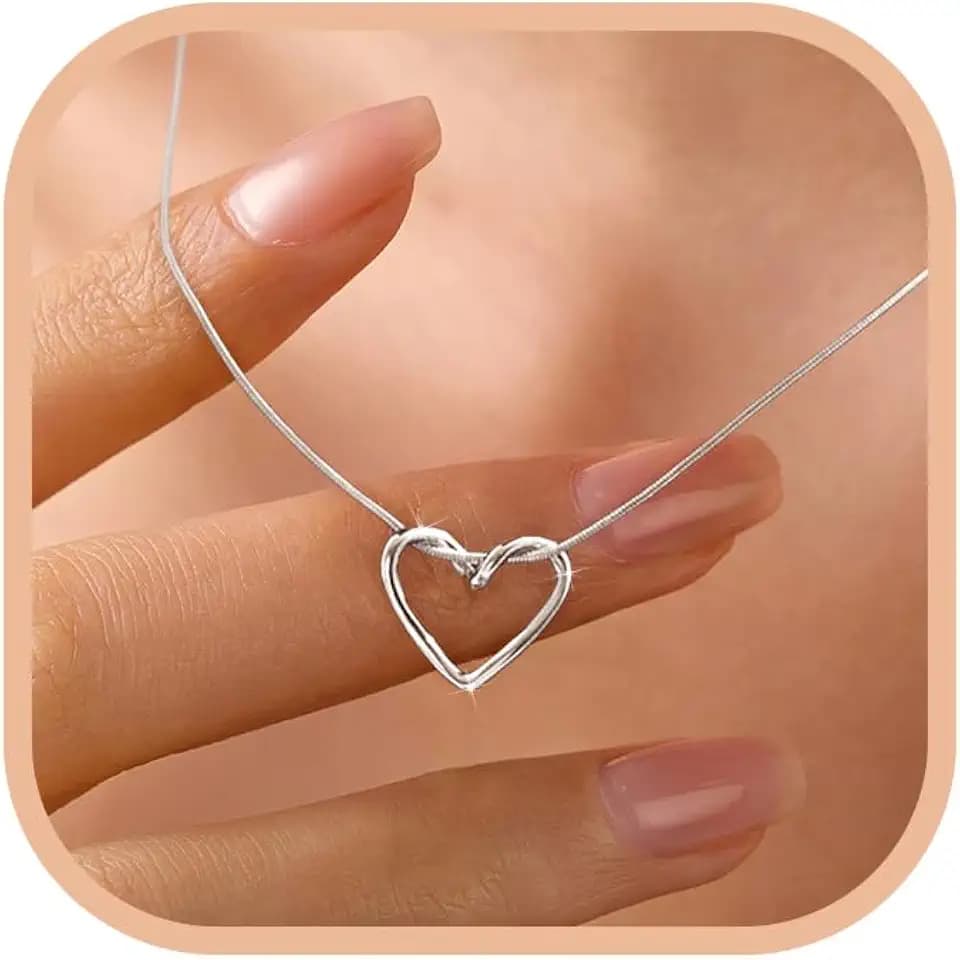LOVECOM S925 Sterling Silver Heart Star Cross Necklace for Women
