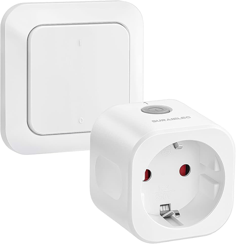 SURAIELEC Funksteckdose mit Fernbedienung, 16A 3680W Funksteckdosen Set