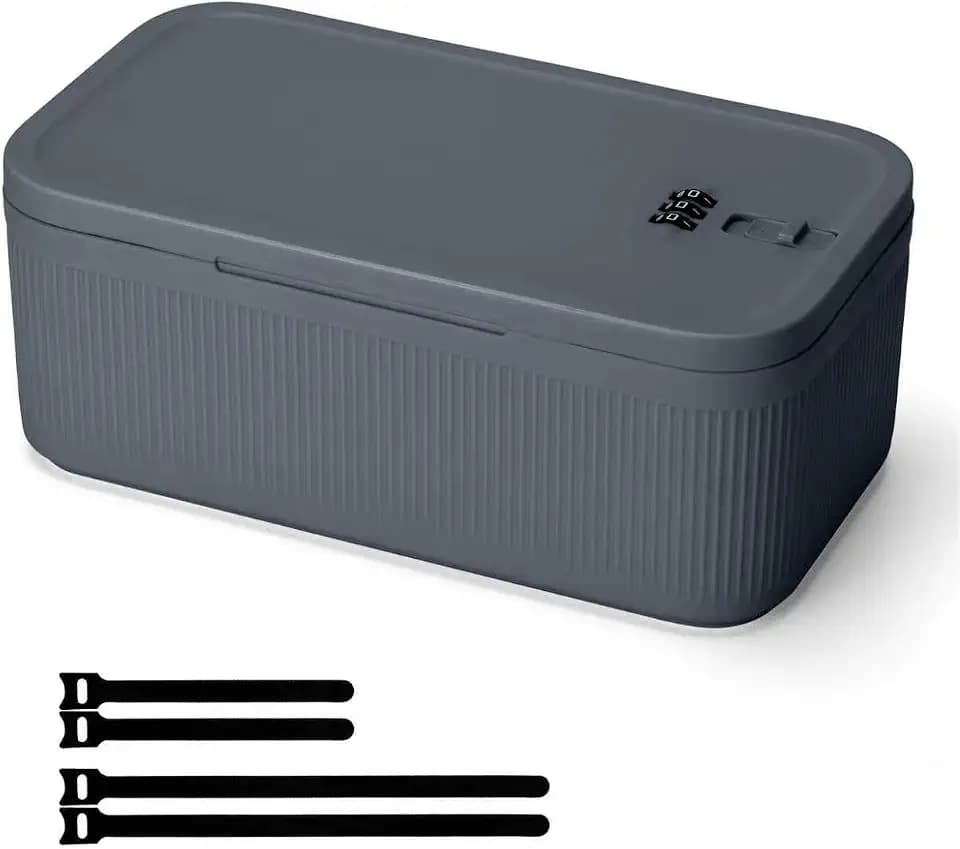 Medicine Lock Box, Small Lock Box with Code, for Secure Storage of Medications, Snacks, Electronics，Cash, Office Files & Travel Essentials and more, Includes Cable Tie
