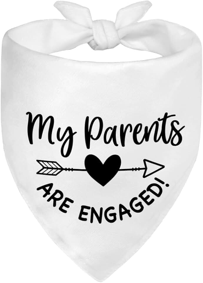 My Parents are Engaged White Dog Bandana, Engagement Pet Scarf