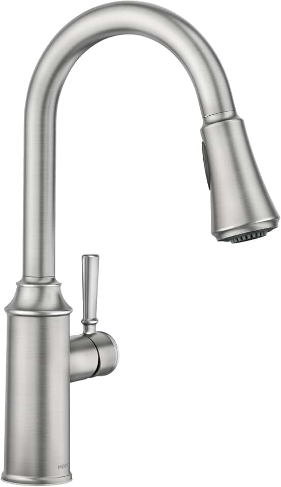 Moen 87801SRS Conneaut One-Handle Pulldown Kitchen Faucet with Reflex and Power Clean, Spot Resist Stainless