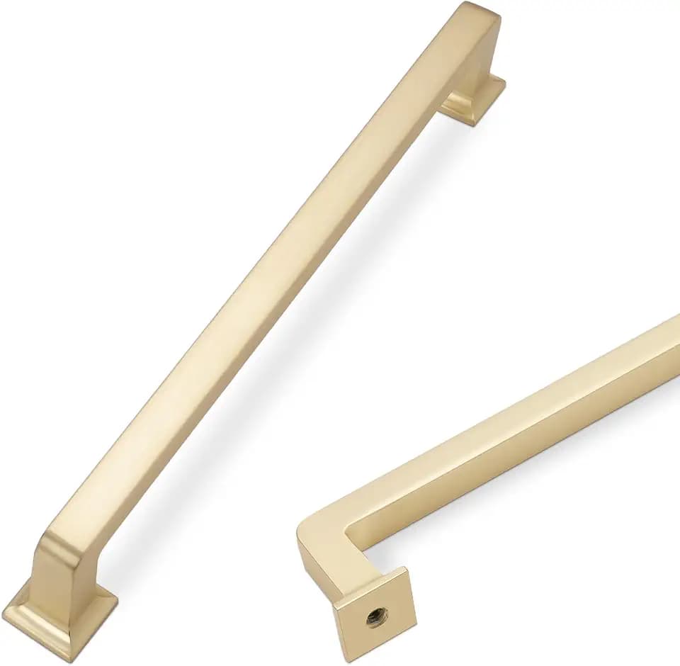 COTYKILEY 10 Pack 7.5 Inch(192mm) Brushed Brass Cabinet Handles Gold Kitchen Cabinet Pulls Cabinet Door Handles Kitchen Cabinet Hardware Cupboard Drawer Pulls Dresser Handles