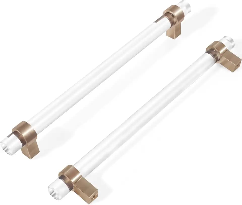 Glass Crystal Champagne Bronze Cabinet Pulls, 7-1/2 Inch Drawer Handles