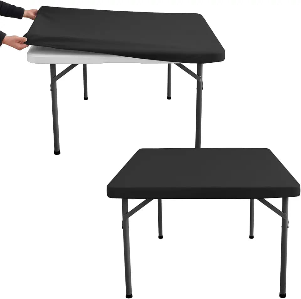 Small Square Fitted Table Covers, Non-Slip Elastic Corners, 2 Pack