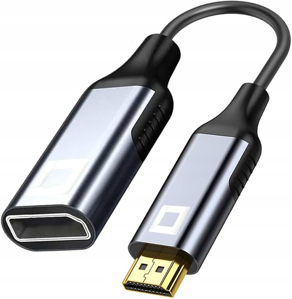 Co2 HDMI Adapter zu DisplayPort 1.4 4K 60Hz Aluminium Vergoldet HDR Stecker Plug and Play Kompatibel mit Laptop TV Monitor Projektor Konsole 24cm