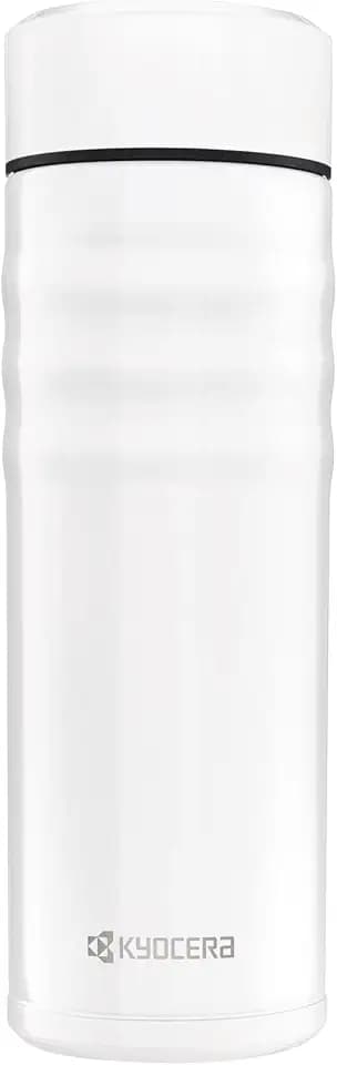 Kyocera TWIST TOP - isolierte Trinkflasche mit keramischer Innenbeschichtung | schadstoff-frei | auslaufsicher | leicht | stylisch | perlweiß, 500 ml