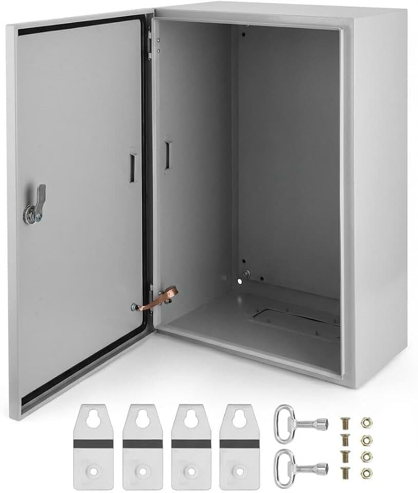 Outdoor NEMA Steel Enclosure, 24x16x10" NEMA 4x Steel Electrical Box, IP66 Waterproof & Dustproof, Outdoor/Indoor Electrical Junction Box