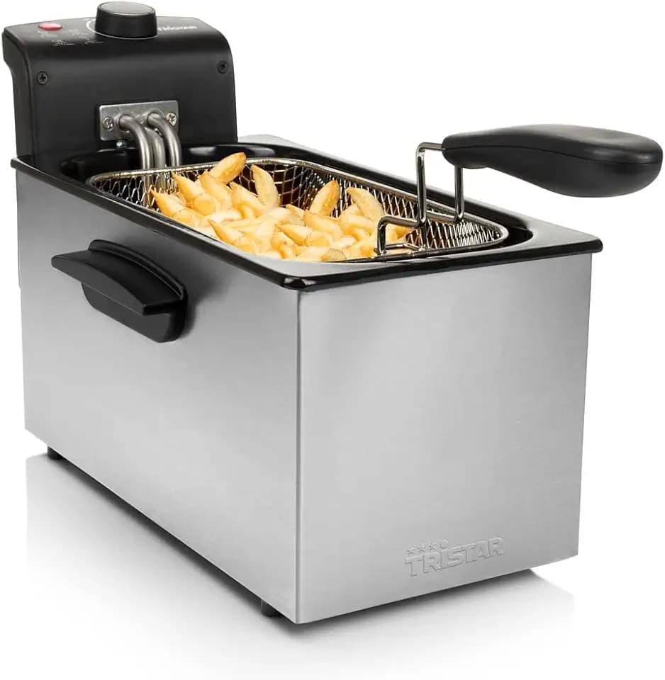 Tristar Fritteuse, 3L Kapazität, 2000W, Einstellbarer Thermostat (130-190°C), Überhitzungsschutz, Spülmaschinenfeste Teile, Leicht zu Reinigen, FR-6946