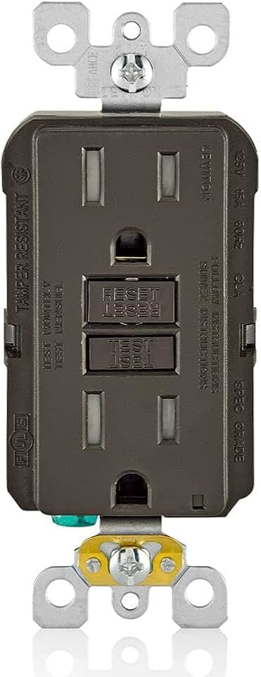 Leviton Slim GFCI Outlet, Tamper-Resistant, 15 Amp, GFTR1, Brown