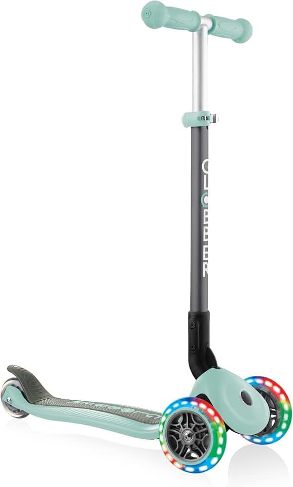 Globber - Primo Foldable Lights - Faltbarer Tretroller mit 3 Rädern für Kinder im Alter von 3 bis 6 Jahren +