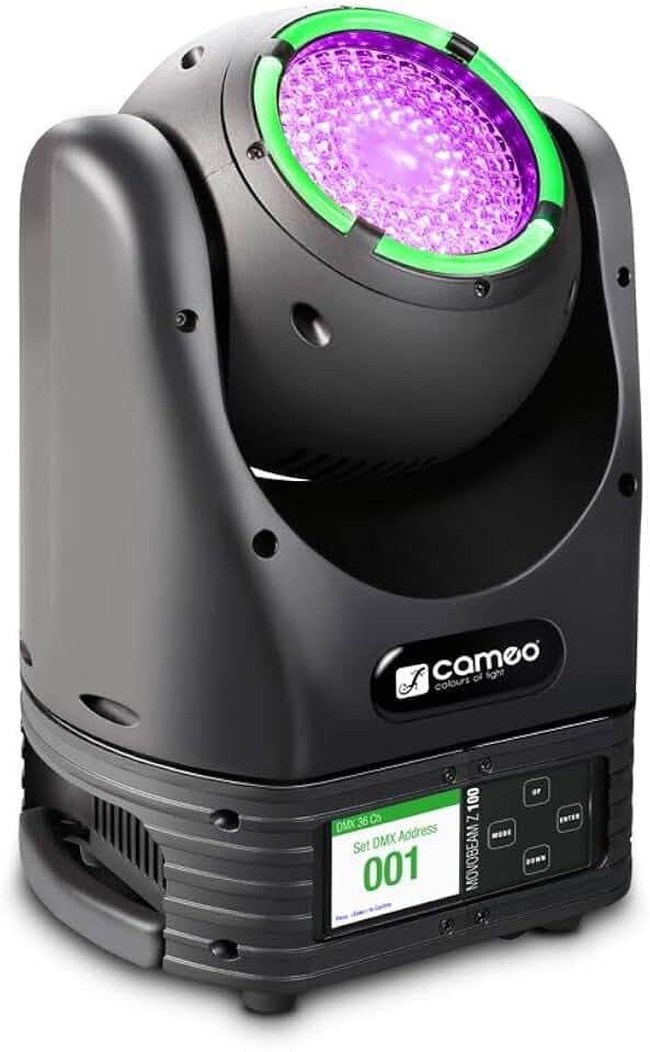 Cameo MOVO BEAM Z100 - Beam Moving Head mit LED-Ring, Endlos-Drehung und Zoom, schwarz