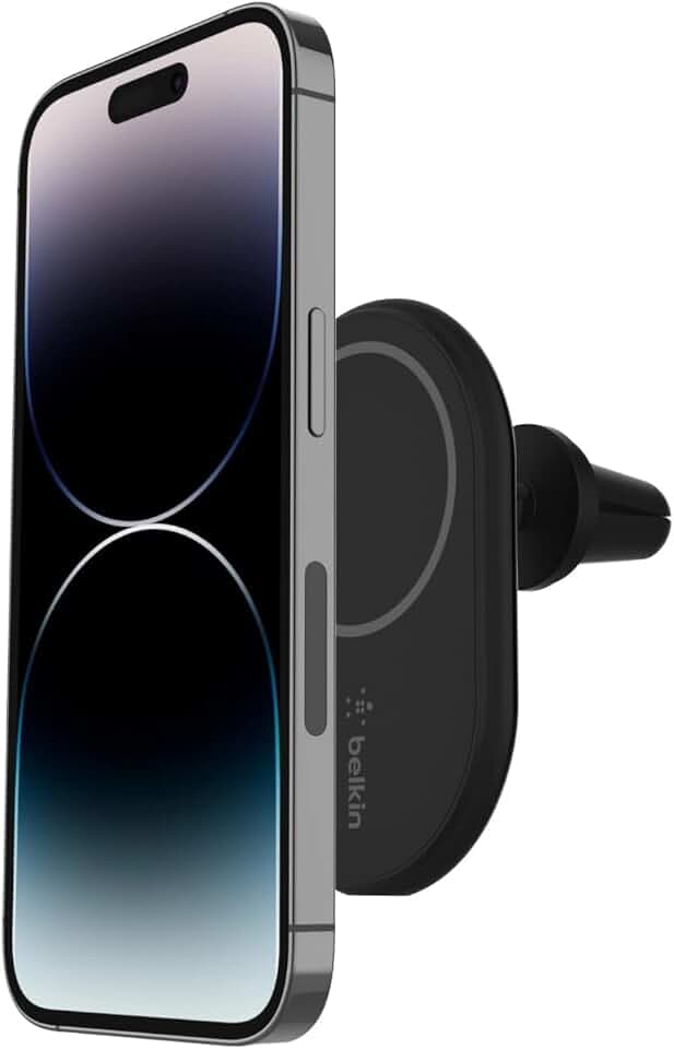 Belkin BoostCharge drahtloser magnetischer Kfz-Telefon-Halter, Kfz ladegerät, Auto Ladegerät, kompatibel mit MagSafe-fähigem iPhone 17, Air, 16, 15, 14, 13, 12, Pixelsnap (inkl. Kabel)