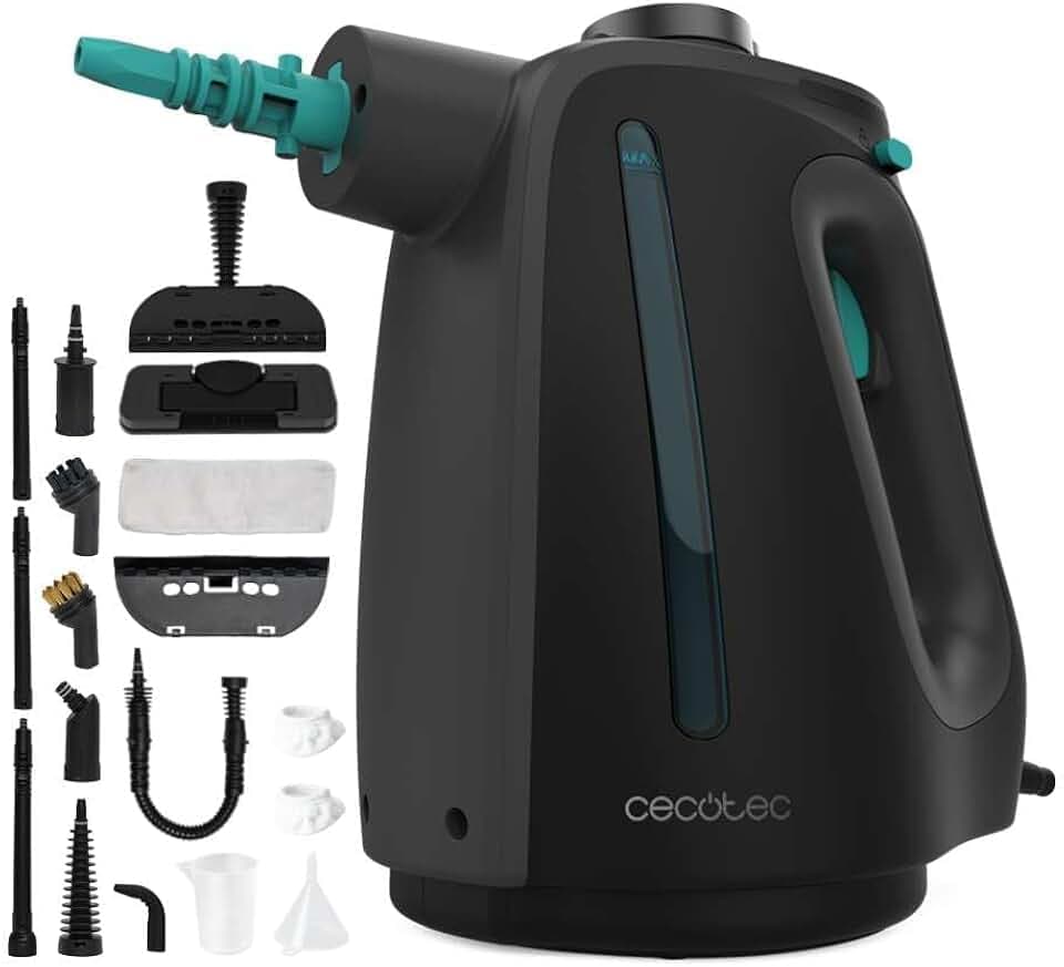 Cecotec Dampfreiniger Hydrosteam 1300 Rapid Max X-Treme, 1350 W, 3 Bar Druck, 32 g/min Dampf, 550 ml Tank für 16 Min Laufzeit, 30 Sek Aufheizzeit, 16 Zubehörteile, 5,5 m Radius, Dampfsperre