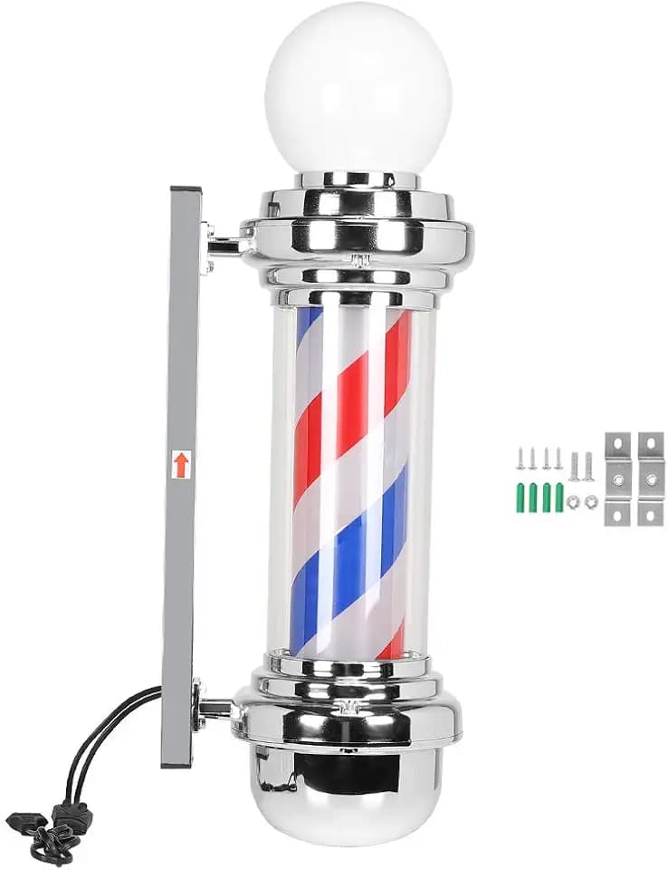 FILFEEL 26,8 '' Barbierstab, Barber Pole Rotierende LED Streifen Licht Friseursalon Zeichen Blau & Rot Weiß(EU)
