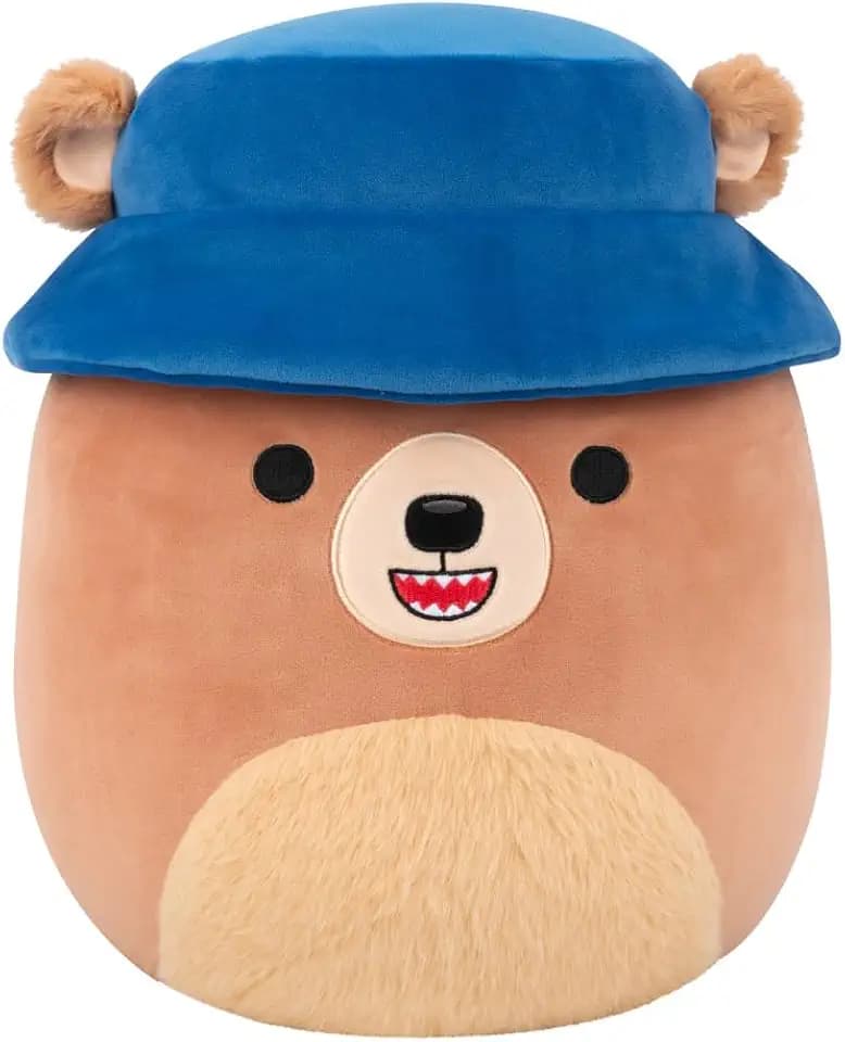 Squishmallows Original 12in Stokely the Brown Kodiak Bear with Fuzzy Belly and Bucket Hat – Official Jazwares Plush (Medium-Sized)