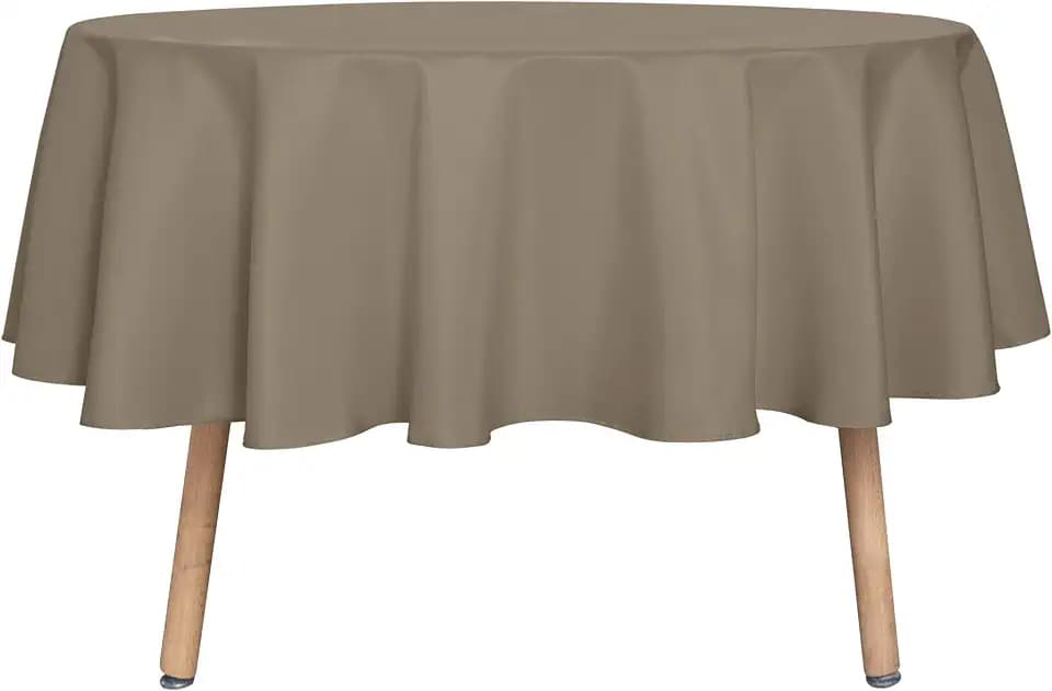 sancua Round Tablecloth, 80 Inch, Taupe