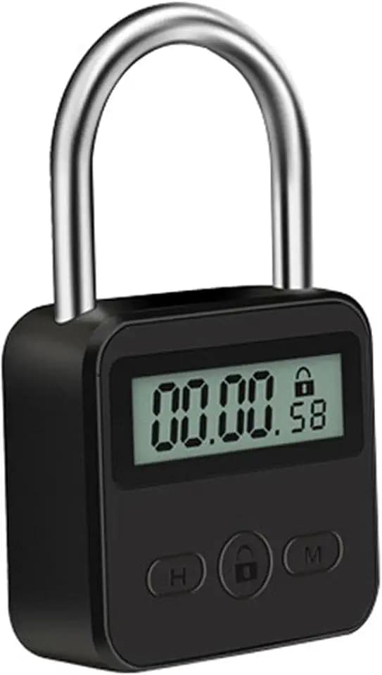 Tookie Metal Timer Lock, 99 Hours Max Timing Lock, USB Rechargeable Timer Padlock with LCD Display, Multi-Function Micro Electronic Timer Lock, Heavy Duty Metal Time Out Padlock(Black)